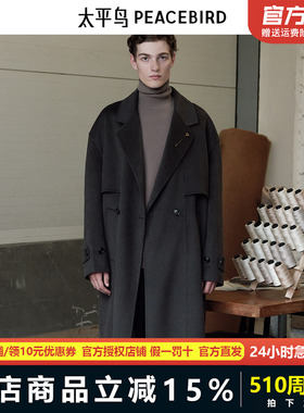 【王鹤棣同款】太平鸟男装 2024年冬季新款羊毛呢大衣男B1AAE4B06