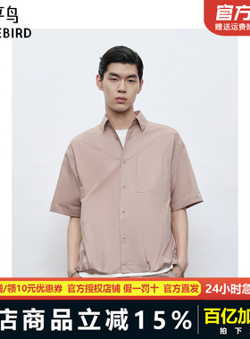 太平鸟男装衬衫25夏季新款外穿式纯色衬衣 B2CJF2D01