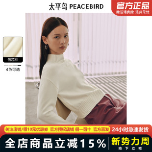 太平鸟绵羊毛半高领针织衫 柔软舒适毛衣内搭AAEEE423A01 女24冬装