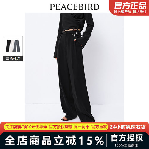 太平鸟高腰垂感直筒裤24年夏新款西装裤休闲裤空调裤A8GBE2A0201