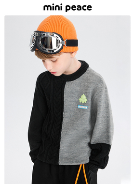 [羊毛衫]MINIPEACE太平鸟童装男童拼接毛衣儿童毛衫宝宝针织衫冬