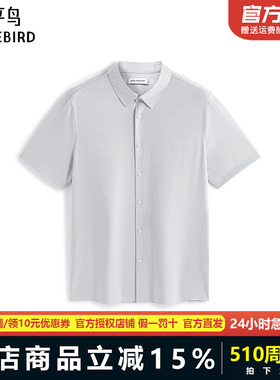 太平鸟男装衬衫25夏季新款暗纹提花衬衣 B1CCF2403