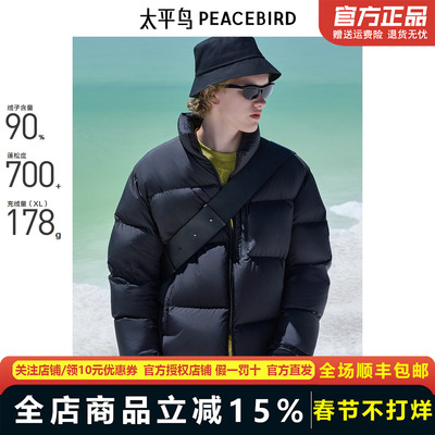 【商场同款】太平鸟男装 2024年冬季黑色鹅绒羽绒服B1ACE4447