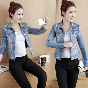 新款 牛仔衣气质上衣亮片短款 韩版 长袖 外套 牛仔服女修身 2020春季