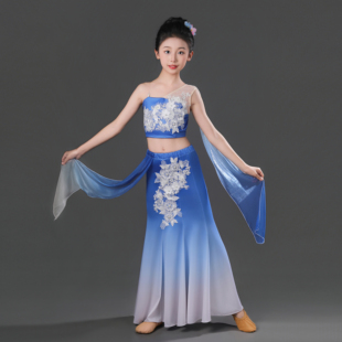 儿童傣族舞蹈服少儿彩云之南舞蹈服装孔雀舞演出服女艺考表演服装