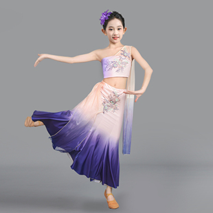 儿童傣族舞蹈服少儿彩云之南舞蹈服装 孔雀舞演出服女艺考表演服装