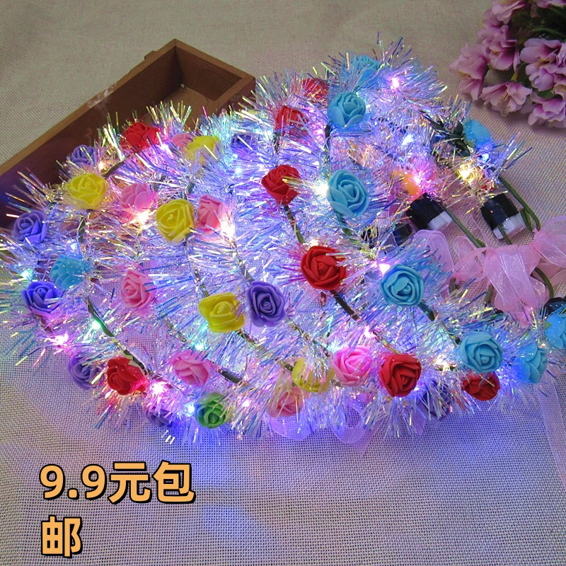 发光花环闪光头环10彩灯景点热卖
