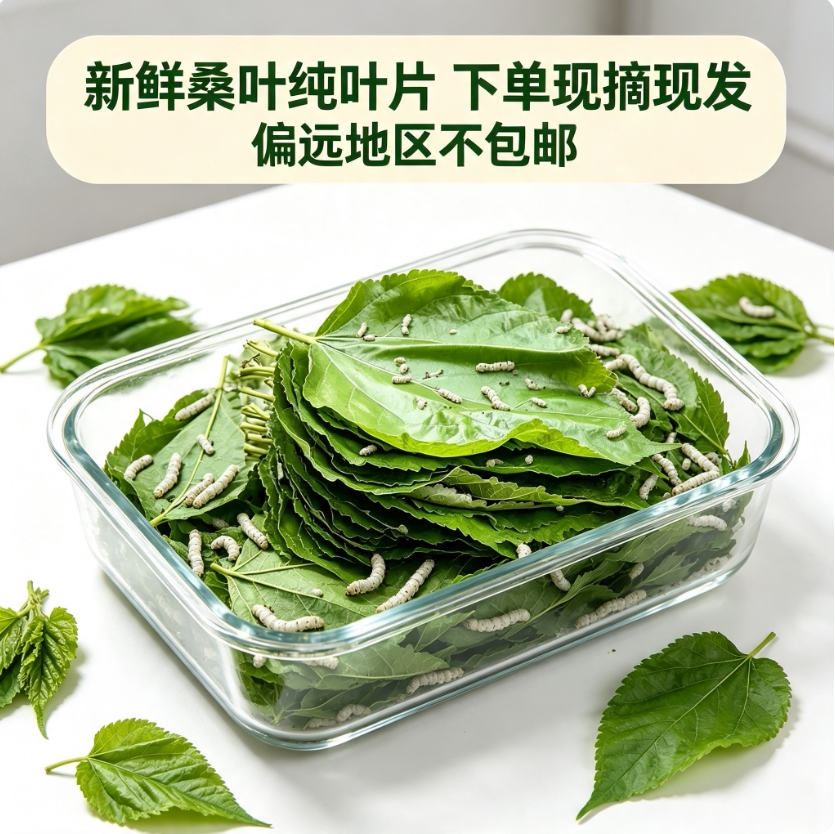 新鲜桑叶片嫩养蚕桑叶养蚕专用蚕宝口粮桑树叶当季鲜桑叶养蚕模具