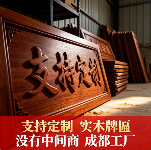 商用门头仿古实木浮雕牌匾定制