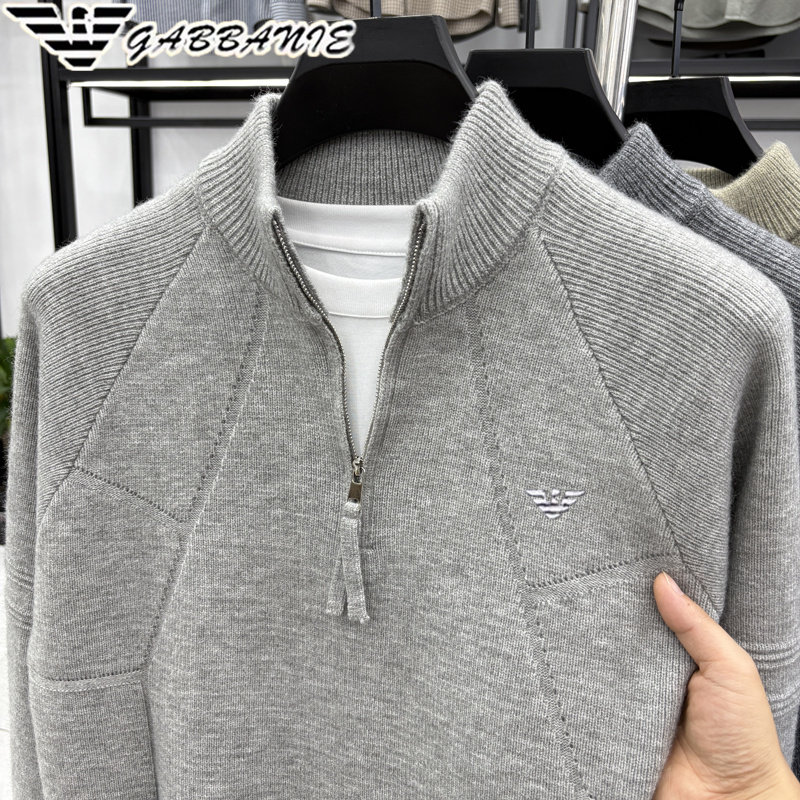 正品意大利秋冬款半高领拉链毛衣