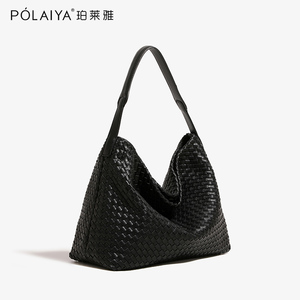 POLAIYA/珀莱雅大容量编织腋下托特包包2023新款通勤单肩斜挎女包