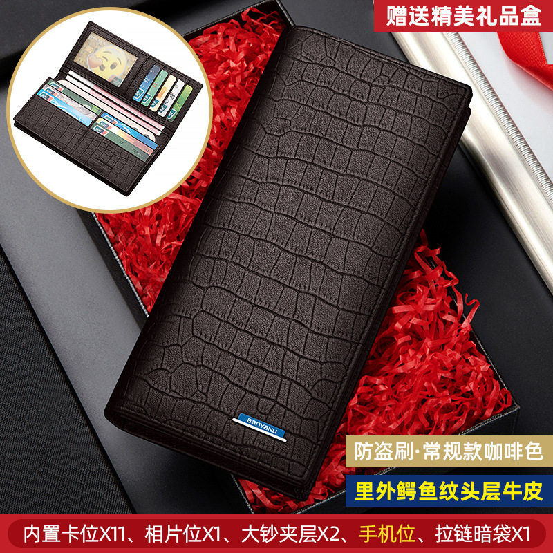 2025新款鳄鱼纹头层牛皮男士钱包长款多卡位驾驶证手拿包卡包皮夹,箱包皮具/热销女包/男包,钱包,淘宝优惠券,粉丝福利购,淘宝优惠卷