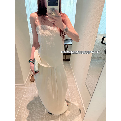 EASE ATELIER【RODERIC*w0ng】拼接铜氨丝吊带/半裙 风格单品很爱