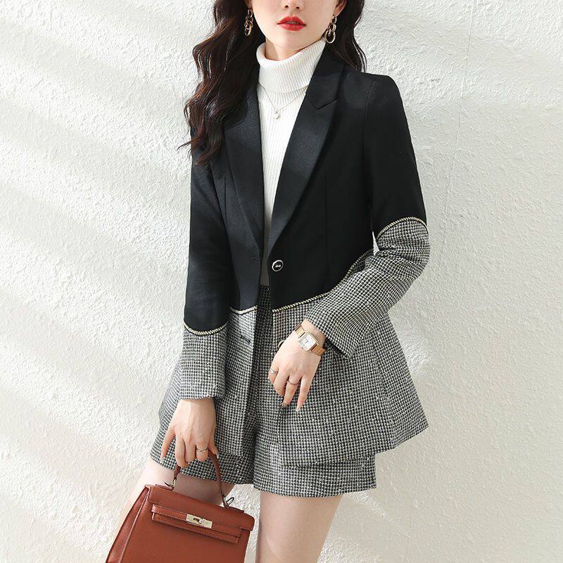 韩版时尚小香风西装短裤两件套女2055秋冬新款设计感小众职业套装