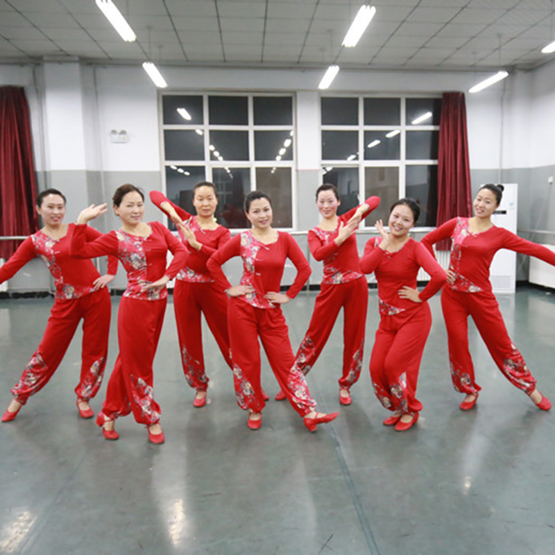 广场舞蹈服装长袖灯笼裤云裳老师秋冬加绒牛奶丝秧歌服民族风永东