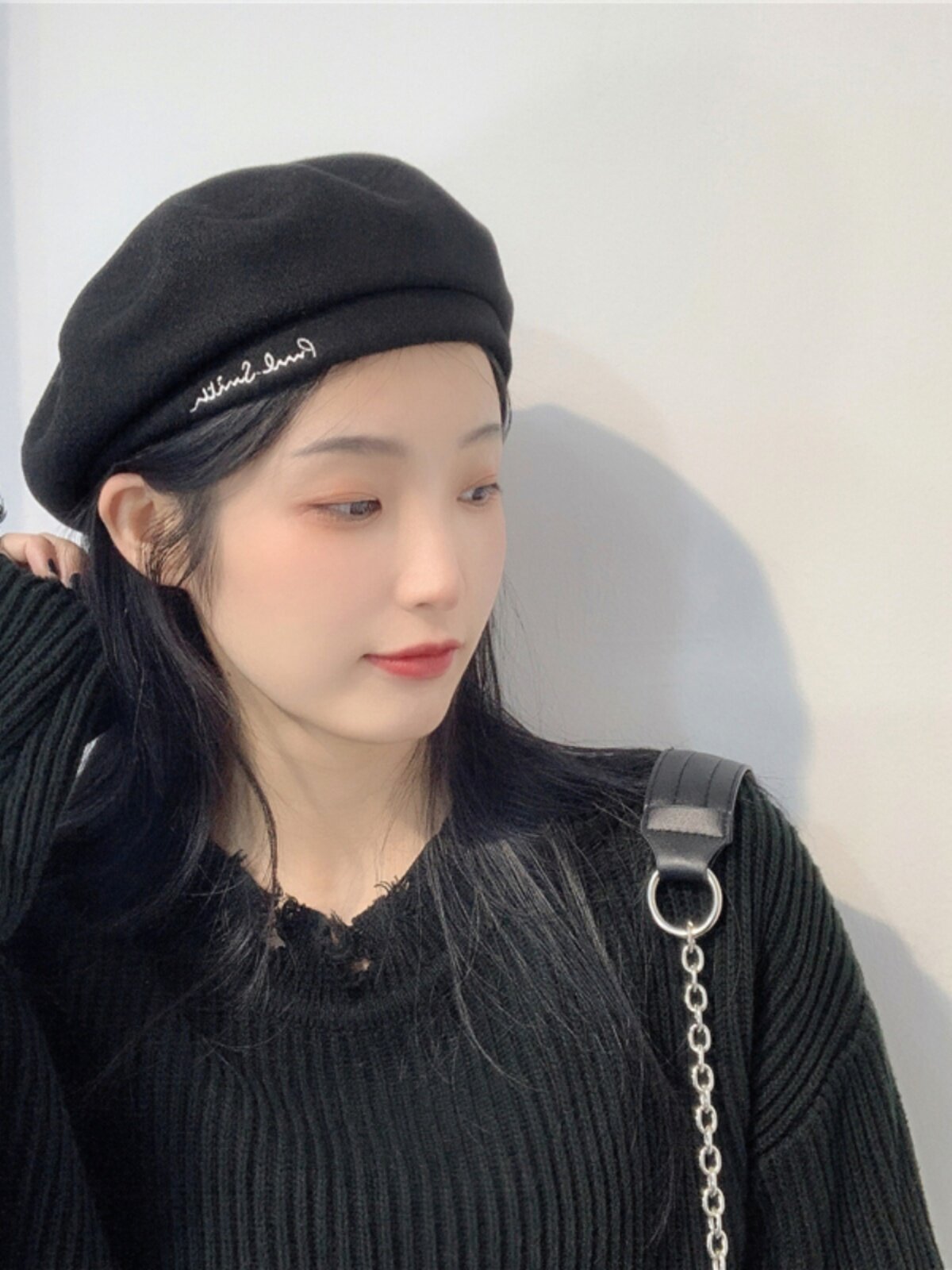프렌치 쿠어 케바 울 자수 베레모 여성 가을 겨울 복고풍 화가 모자 달콤한 팔각형 모자