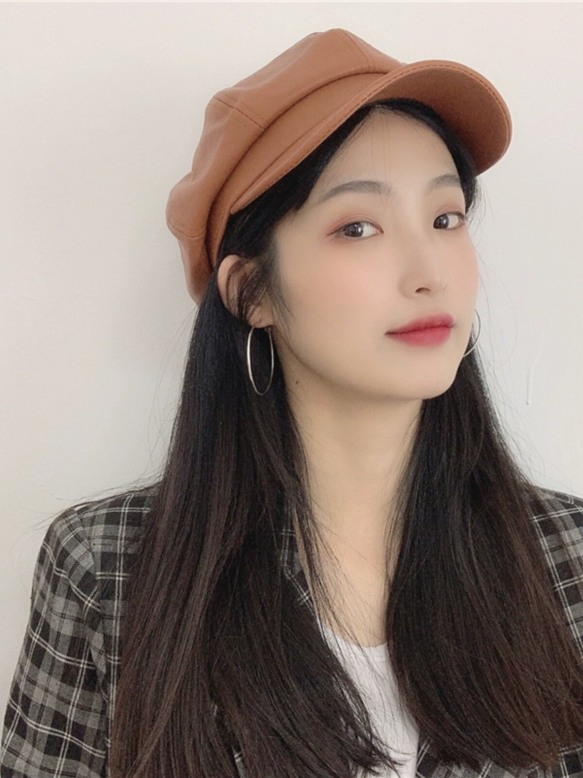 프렌치 쿠어 케바 베레모 여성용 가죽 블랙 다목적 복고풍 문학 화가 모자 인터넷 연예인 팔각형 모자