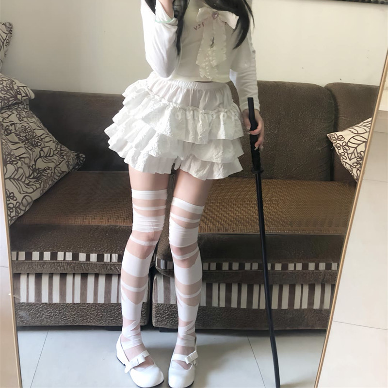 日系甜辣妹绷带过膝袜女薄Lolita白丝jk长筒袜绑带交玛丽珍塔袜子,女士内衣/男士内衣/家居服,长筒袜,淘宝优惠券,粉丝福利购,淘宝优惠卷