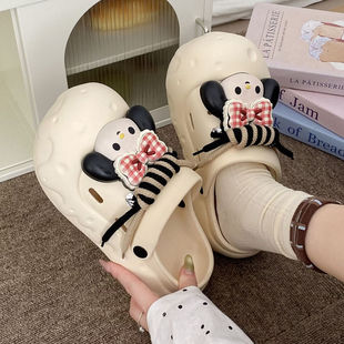 双绑带小狗拖也太乖了吧 穿上就是甜妹本妹没跑了软妹可爱拖鞋女