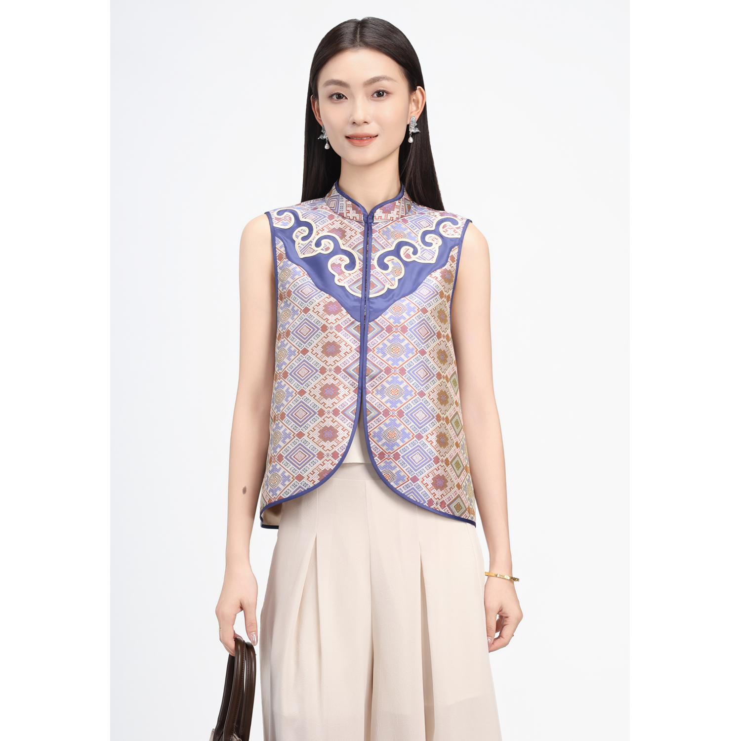 JINYU矜羽【风雅来客-四燕捧星】张和才古蜀锦蓝色马甲