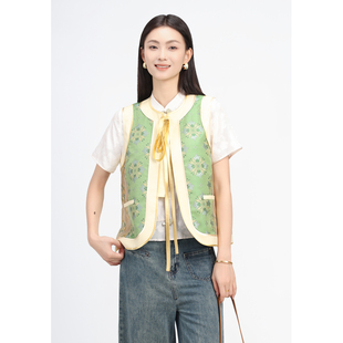 新中式 JINYU矜羽 李德喜宋锦黄绿色无袖 怀真 马甲女 风雅来客