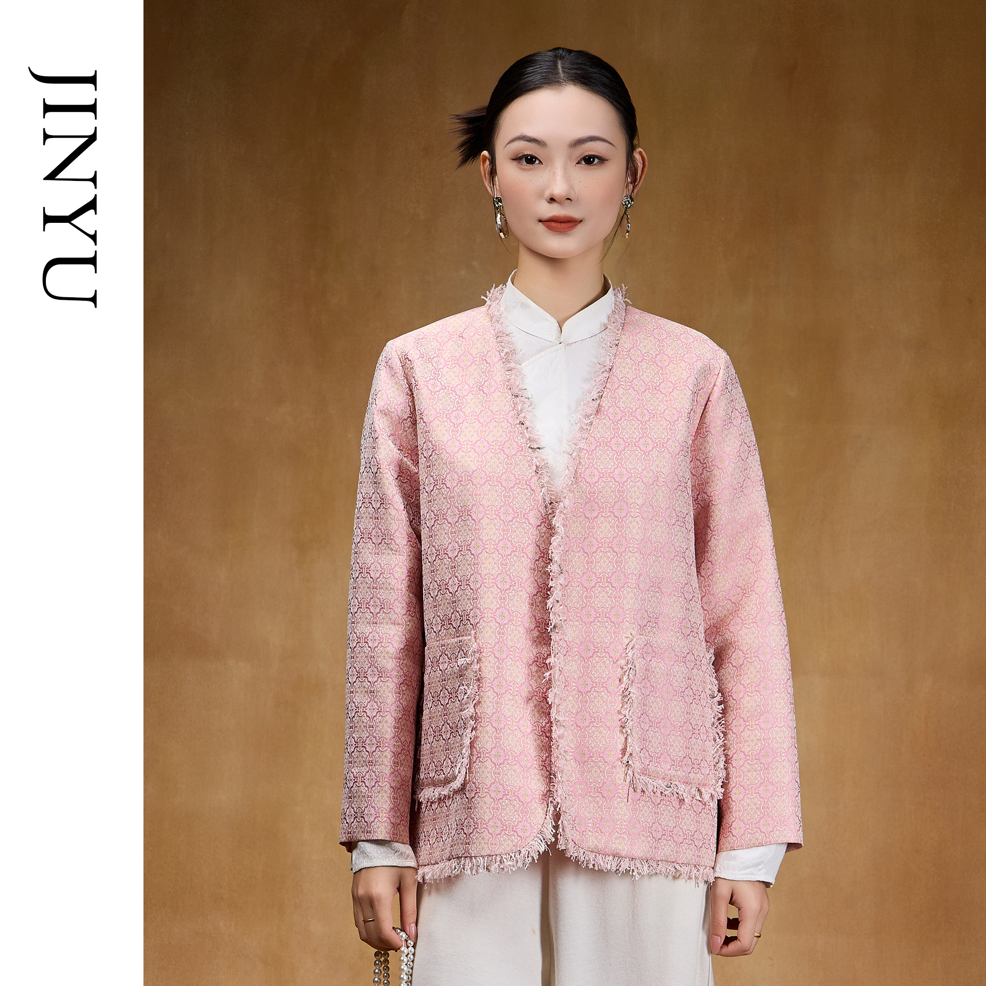 【上久楷正品】粉定胜纹典藏系列复古宋锦外套2024秋款