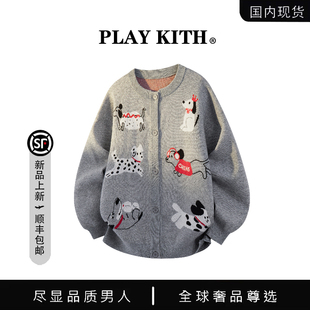 国内现货】PLAY KITH趣味小狗开衫毛衣情侣款慵懒美式宽松针织衫