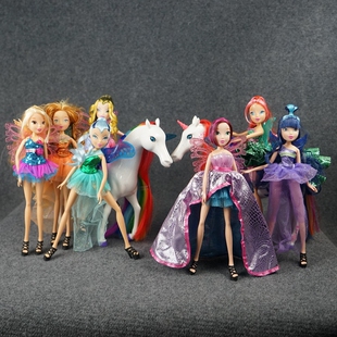 过家家玩具winx club魔法俏佳人偶娃娃公仔彩虹大白马独角兽瑕疵