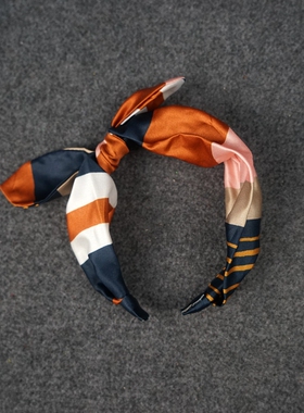 CB2/F21撞色蝴蝶结发箍时尚发饰头箍布艺拼色