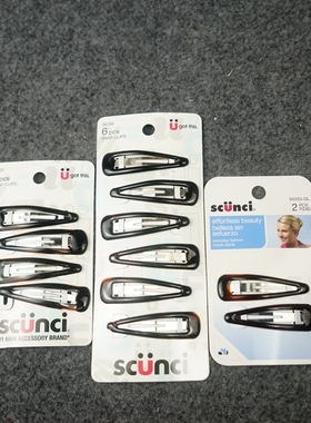 MA3scunci黑色滴胶水滴夹掰卡边夹每日时尚发饰