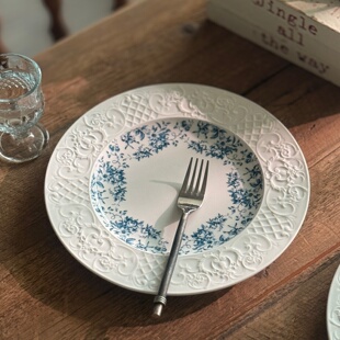 复古外贸日式 哑光窑变大平盘 器松川陶原矿陶泥高温烧窑侘寂风格