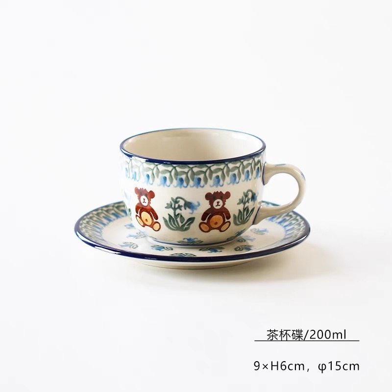 Vintage釉下彩 中古铃兰泰迪熊咖啡杯碟家用陶瓷花茶杯高档小奢华,餐饮具,咖啡杯,淘宝优惠券,粉丝福利购,淘宝优惠卷