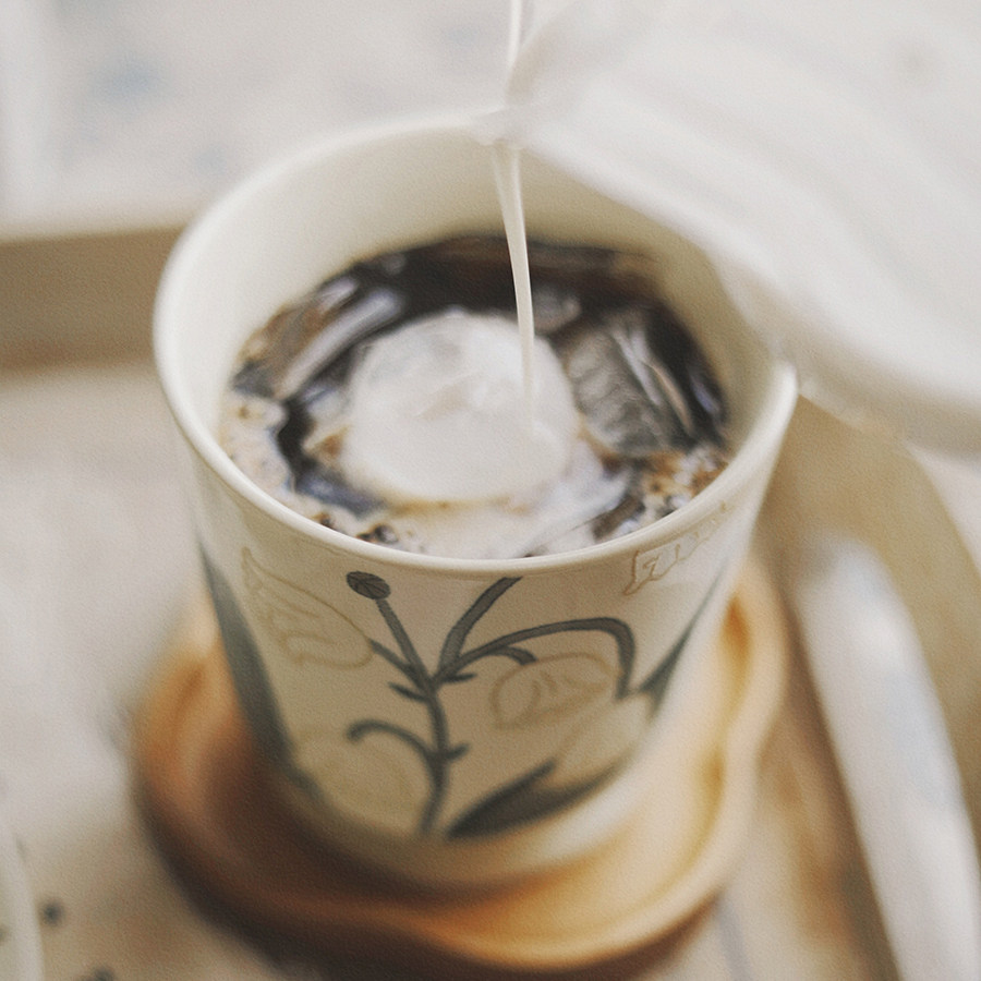 手绘陶瓷咖啡杯釉下彩铃兰花高档精致杯碟套装景德镇拿铁杯拉花