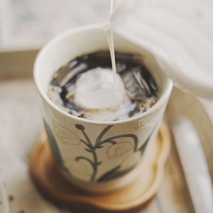 手绘陶瓷咖啡杯釉下彩铃兰花高档精致杯碟套装景德镇拿铁杯拉花
