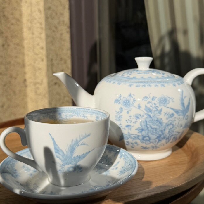 出口英国复古青花陶瓷餐具JBS网红ins早餐盘咖啡杯中西餐盘子茶壶