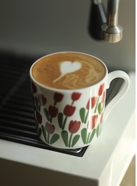 瑞典中古 GUSTAVSBERG  JULIANA红色郁金香陶瓷咖啡杯碟 北欧稀有