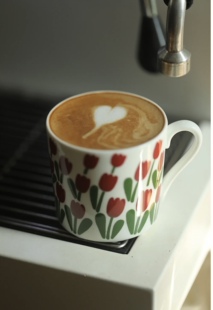 瑞典中古 GUSTAVSBERG  JULIANA红色郁金香陶瓷咖啡杯碟 北欧稀有