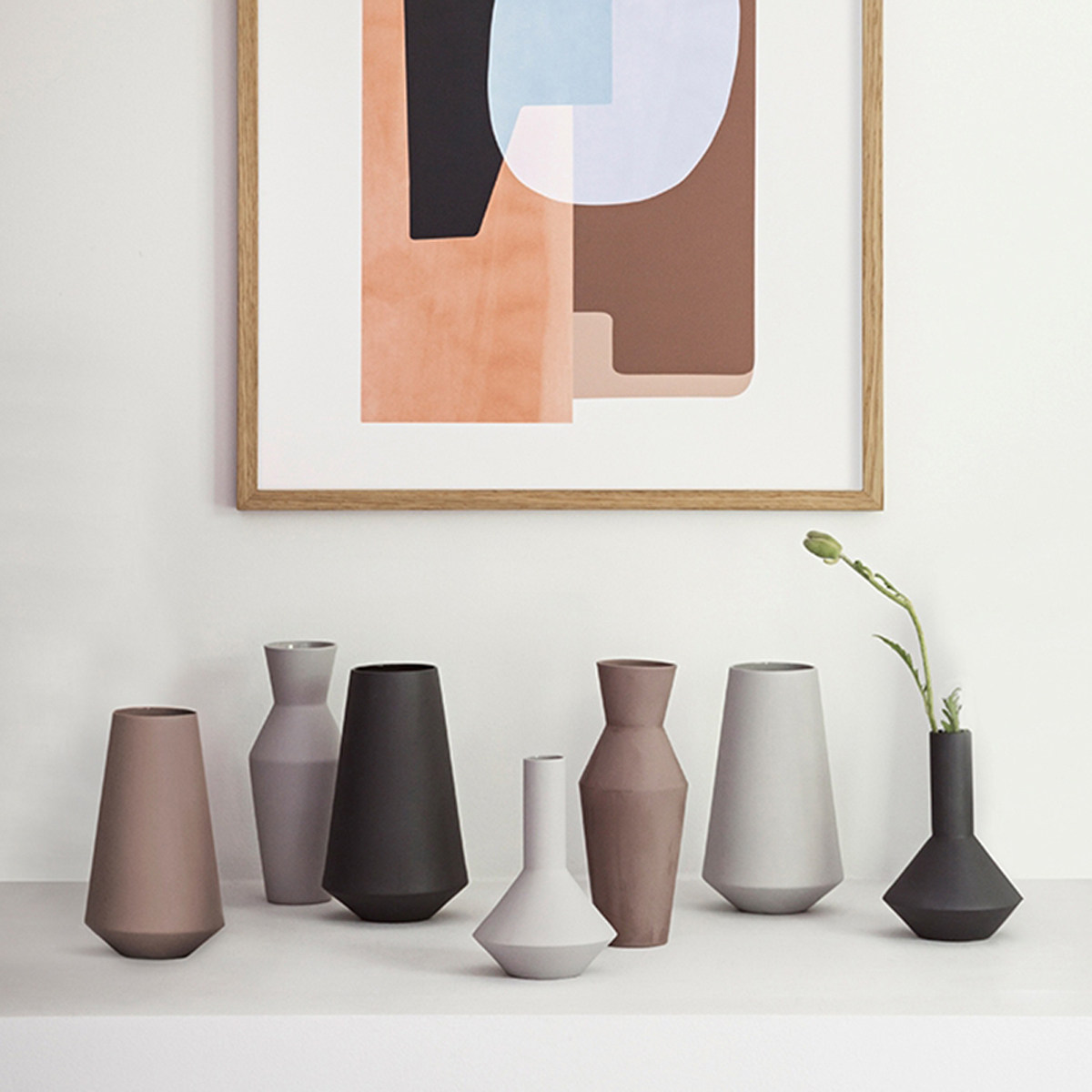 包邮/现货丹麦fe*mliving北欧莫兰迪色磨砂哑光组合花瓶