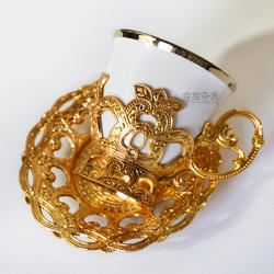 咖啡杯子套装欧式小精致复古宫廷套装土耳其进口金色紫铜合金浮雕