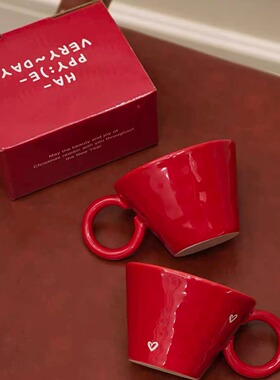 Endless stars新年小红杯许愿树手作陶瓷杯咖啡杯马克杯高颜值杯