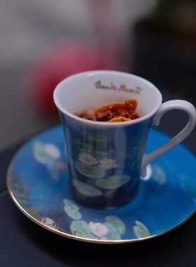 外贸原单德国高宝Gebe睡莲浓缩杯描金彩绘咖啡杯知名莫奈油画系列