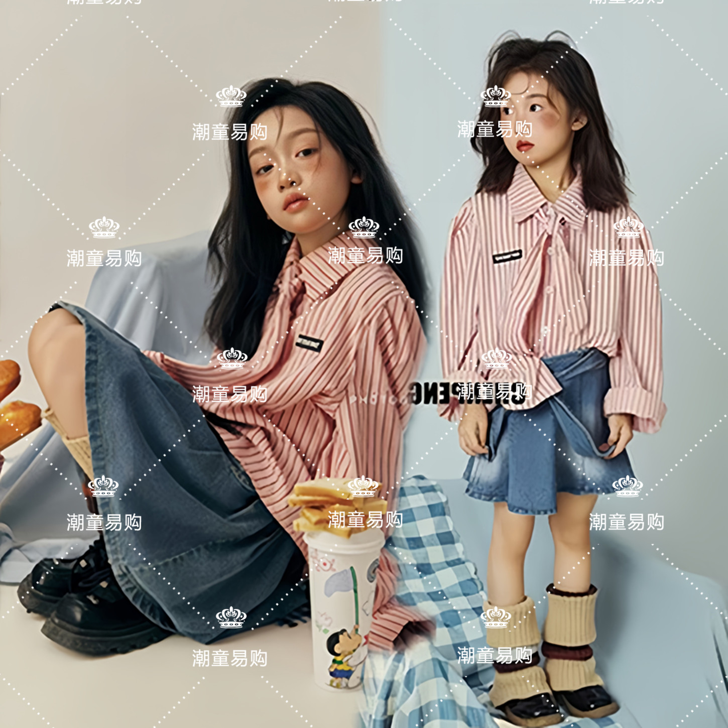 复古港风女童演出服儿童摄影写真