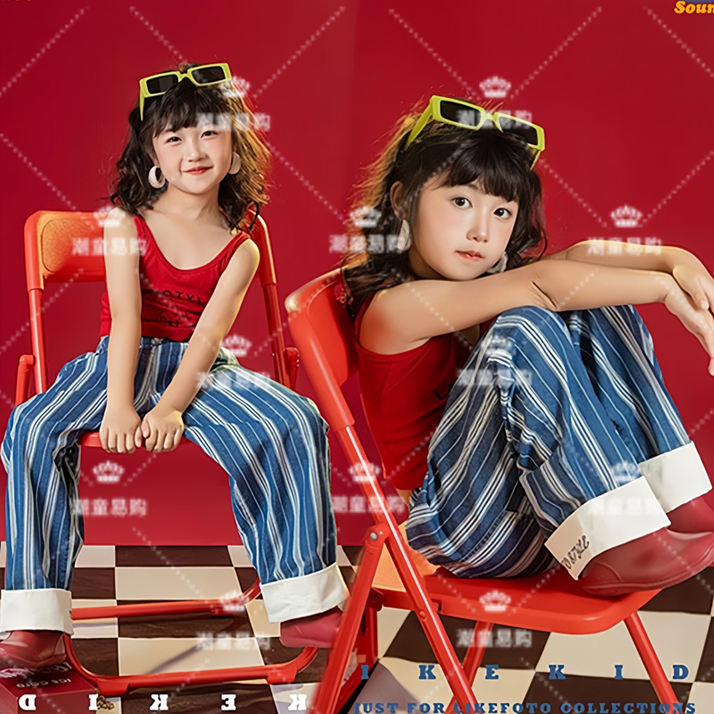 女童简约风个性走秀造型写真潮服