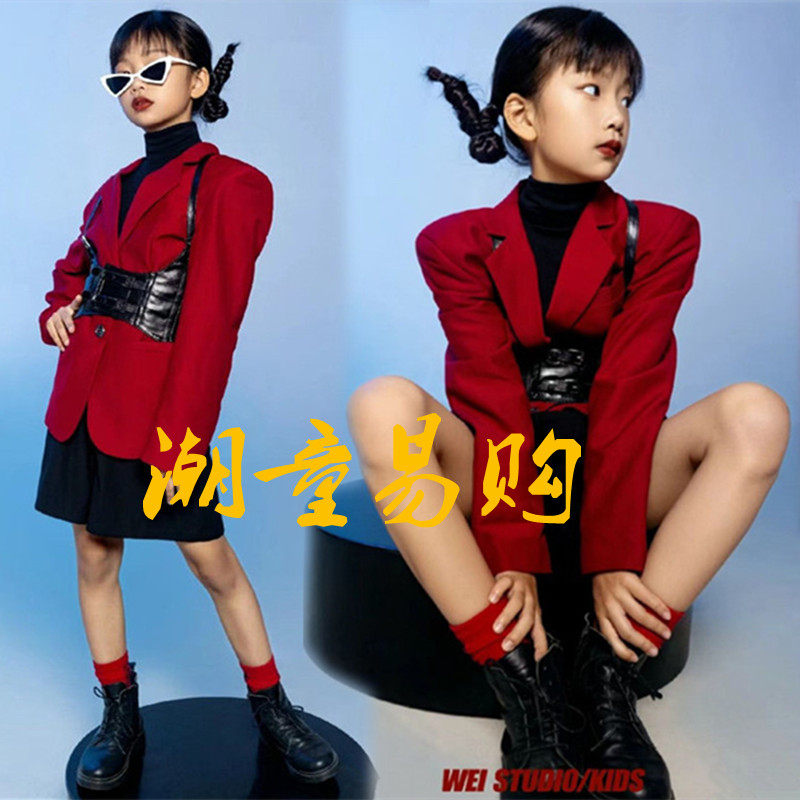 女童西装写真创意演出服模卡潮童