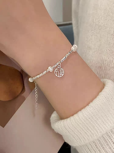 999纯银天然珍珠碎银手链女生轻奢小众精致2025新款手镯七夕礼物