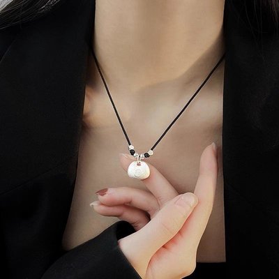 S999足银坨小胖福吊坠项链女轻奢小众高级秋冬配饰送女友生日礼物