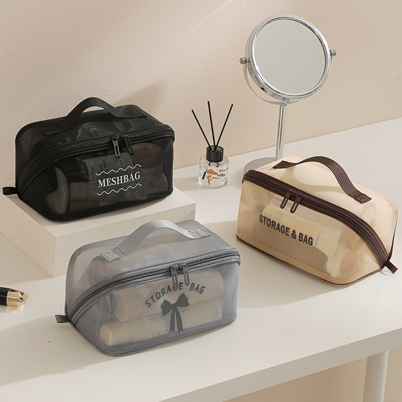 化妆包便携手提网纱女枕头包内包透气口红化妆品收纳袋多功能小包