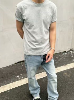 索罗娜凉感美式街头修身短袖T恤男圆领休闲打底衫夏季新款基础款