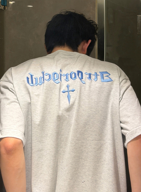 美式复古字母刺绣短袖T恤男女重磅纯棉潮牌同款宽松百搭情侣上衣