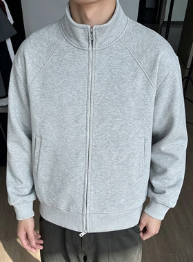 美式重磅加绒男士卫衣宽松外套